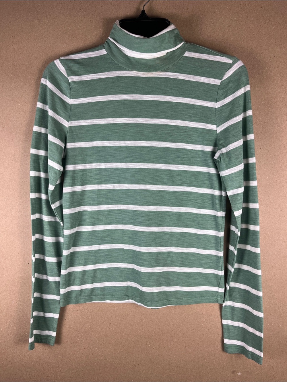 t.la Anthropologie Malachite Green Striped Mock Neck Tee S NWT Cottagecore